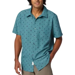 Marmot Shirts|Swimwear<Men's AirExchange UPF 40 Novelty Short-Sleeve Collared Shirt Seafloor Camping Trip