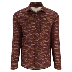 Simms Waders And Wading Boots|Fishing Shirts And T-Shirts<Men's Challenger Ls Shirt Mahogany Riverbed Print