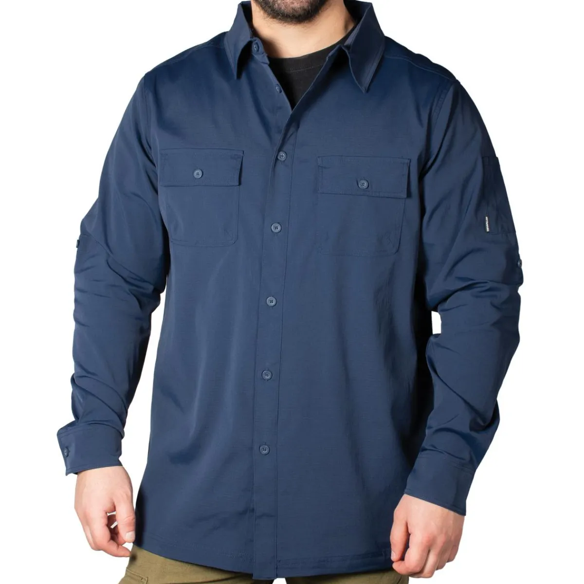 Caterpillar Safety Shoes|Work Outerwear<Men's Convertible Long-Sleeve Shirt 421-Blue