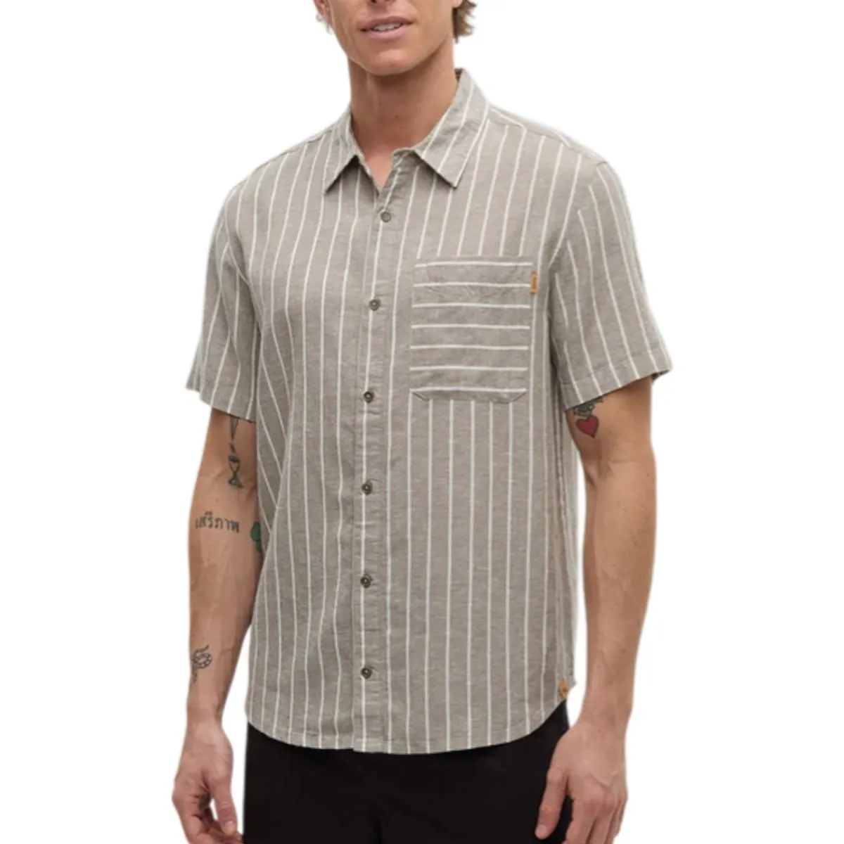 Tentree Shirts|Swimwear<Men's Dundas Shirt Clay Wide Pinstripe
