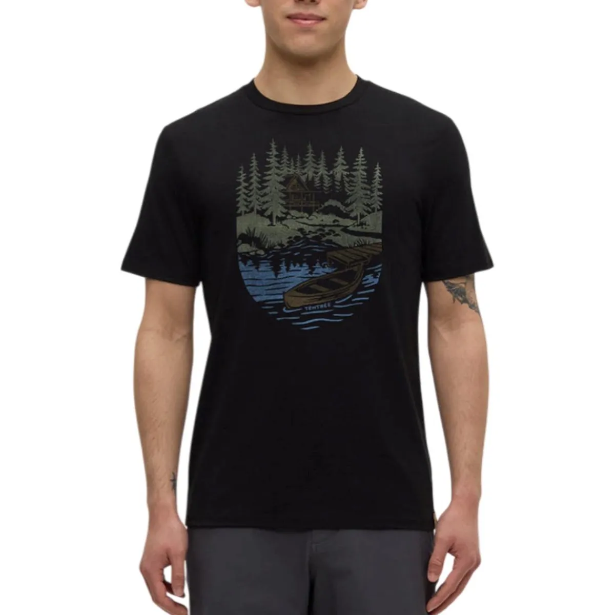 Tentree Shirts|Swimwear<Men's Getaway T-Shirt Meteorite Black / Light Moss