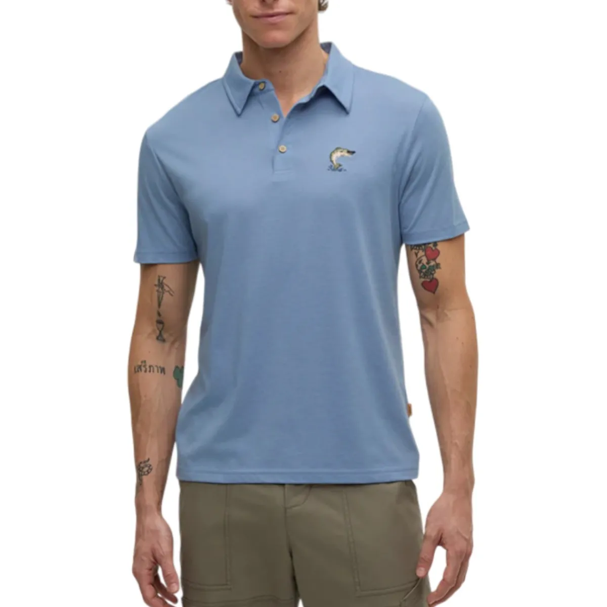 Tentree Shirts|Swimwear<Men's Lake Life Astir Polo Lakeside Blue Heather / Leaping Fish