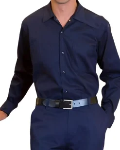Premium Uniforms Safety Shoes|Work Outerwear<Men’s Long Sleeve Work Shirt Navy