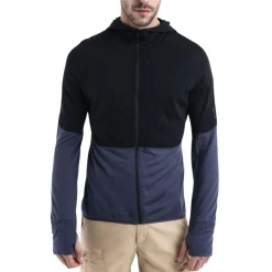 Icebreaker Shirts|Swimwear<Men's Merino Blend 200 Realfleece™ Descender Long Sleeve Zip Hoodie Black / Graphite / CB