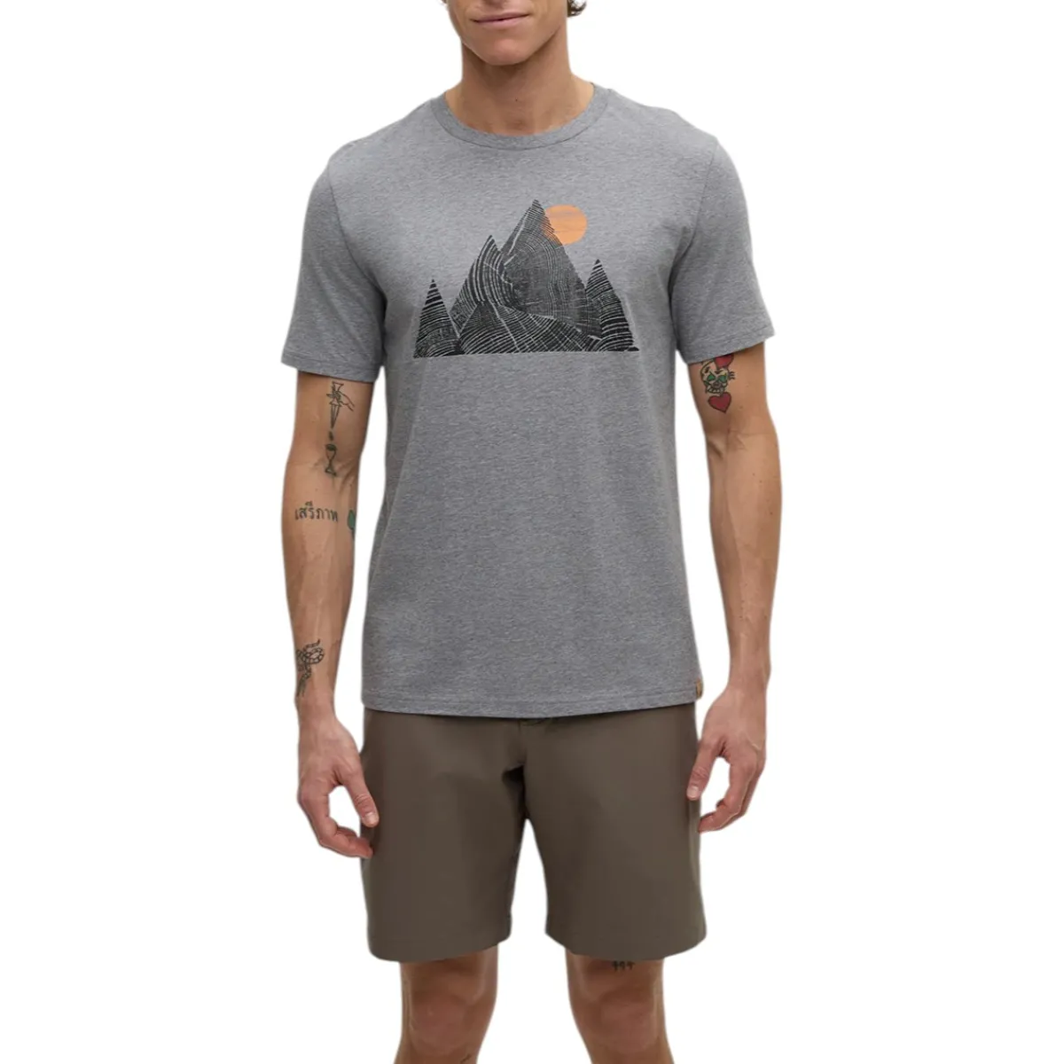 Tentree Shirts|Swimwear<Men's Peak T-Shirt Grey Heather/Meteorite Black