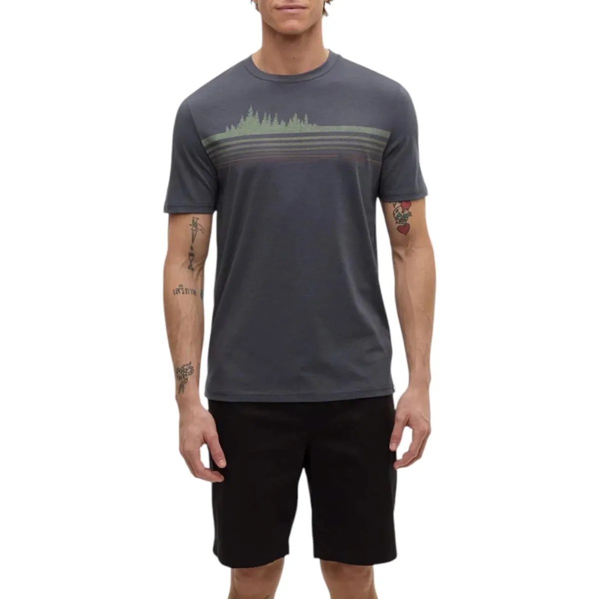 Tentree Shirts|Swimwear<Men's Retro Treeline T-Shirt Graphite Light Moss