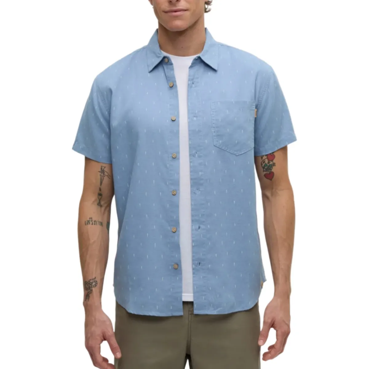 Tentree Shirts|Swimwear<Men's Small Tree Mancos Shirt Lakeside Blue / Small Tree