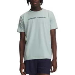 Under Armour Shirts|Swimwear<Men's UA Blur Wordmark T-Shirt Enamel Blue / Stone