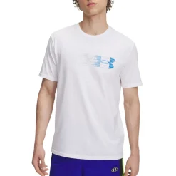 Under Armour Shirts|Swimwear<Men's UA Fly In Logo T-Shirt White / Distant Gray / Blue Atlantis