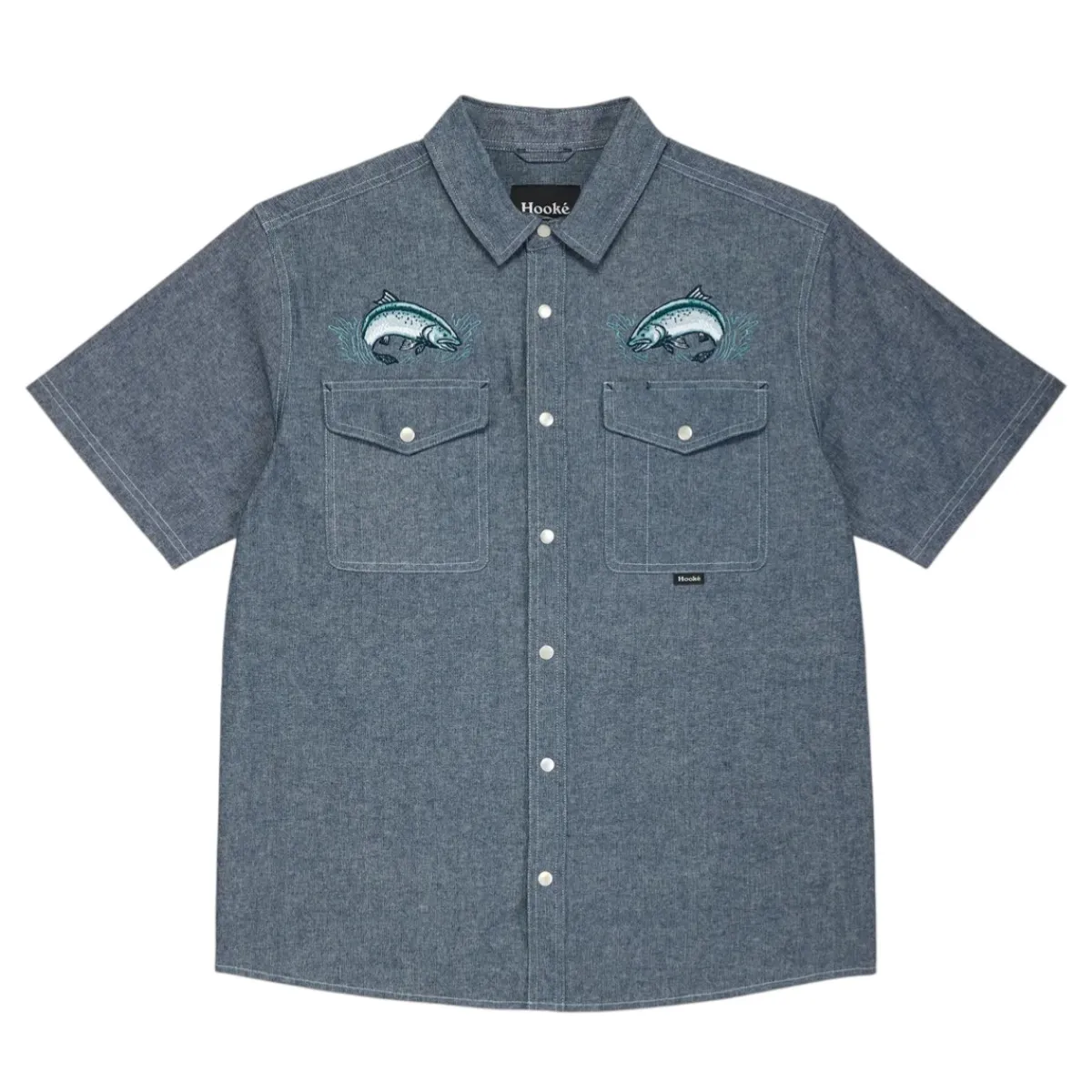 Hooké Waders And Wading Boots|Fishing Shirts And T-Shirts<Men's Wild Salmon Short Sleeve Shirt Blue Chambray
