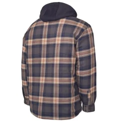 Tough Duck Safety Shoes|Work Outerwear<Men's WS06 Quilt Lined Hooded Flannel Jac-shirt Navy Brown