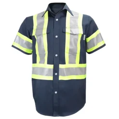 Gatts Safety Shoes|Work Outerwear<Men's 650X4 Short Sleeve Work Shirt Navy