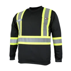 10/4 Job Safety Shoes|Work Outerwear<T-Shirt Long Sleeve Quick Dry-3M Stripes-Radio Holder Black