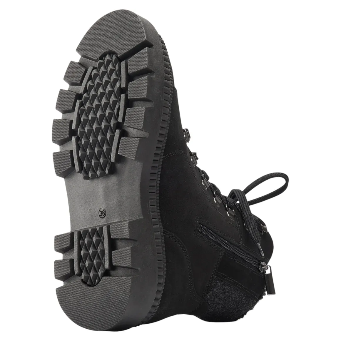Women's Zip-Up Lace-Up Spiked Midnight Boots