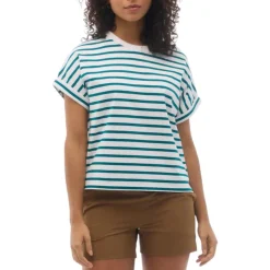 Fig Clothing Sweaters|Shirts<Women's Carolina Short Sleeve Top Spruce Stripe