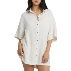 Billabong Sweaters|Shirts<Women's Feelin Fine Swim Cover Up Shirt White Cap