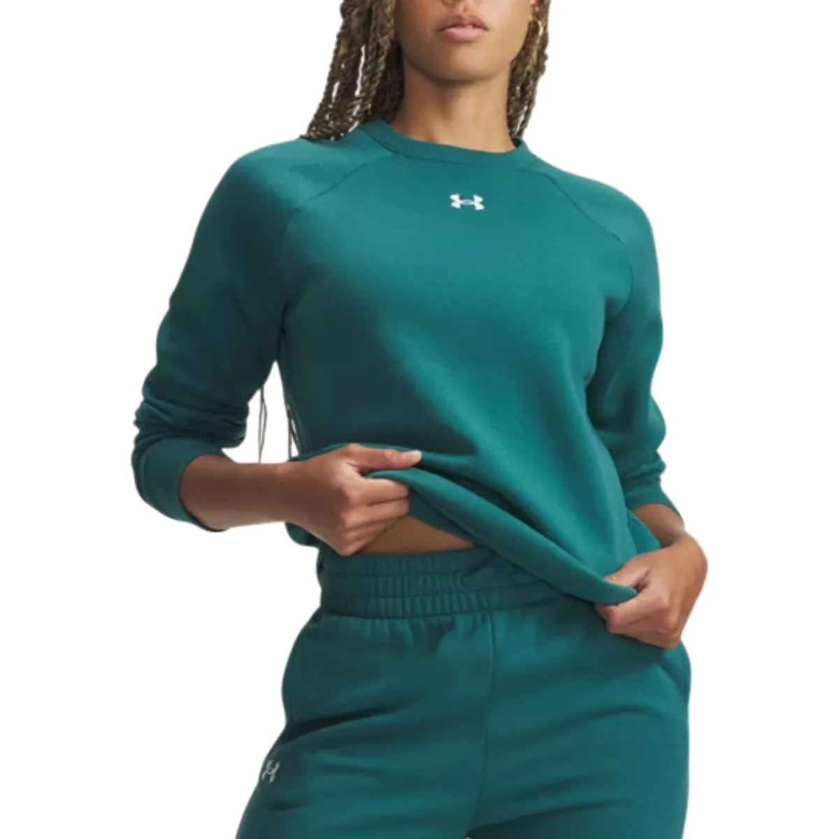 Under Armour Sweaters|Shirts<Women's Rival Fleece Crew Rack Green / White