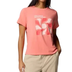 Columbia Sweaters|Shirts<Women's Sun Trek™ Graphic Short Sleeve Shirt III Alpenglow, Wavy Rays